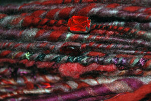 Marsala Red Artisanal Bulky Textured Beaded Art Yarn