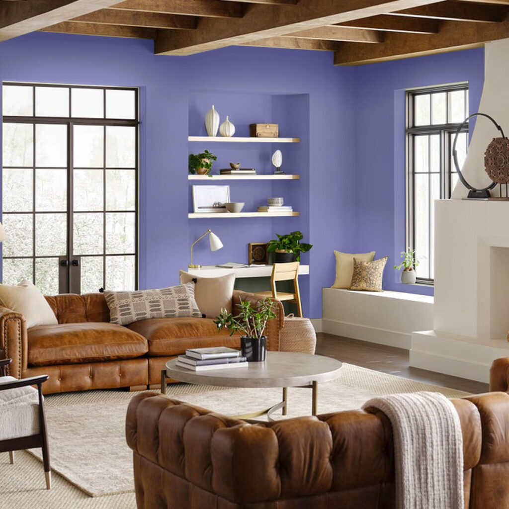 Pantone Very Peri interior design living room a striking shade of periwinkle, Color of the Year 2022