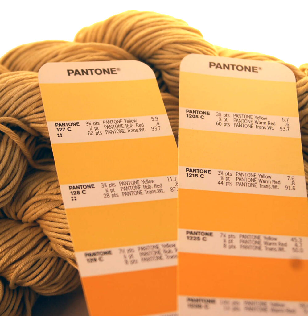 Goldenrod dyed pantone chart for color reference